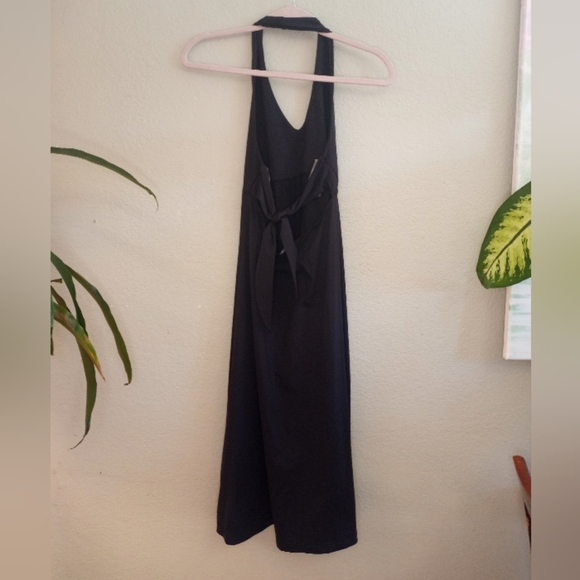 Patagonia Halter Comfy Tie Back Casual Athleisure Lightweight Black Midi Dress M - Picture 5 of 11